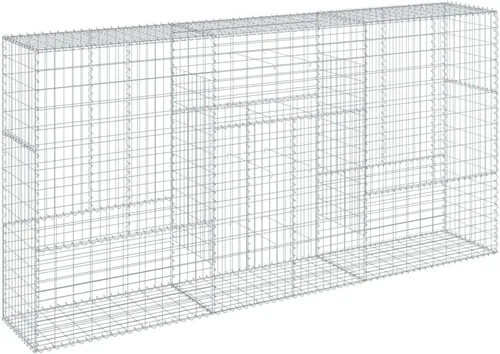 Vista 48 de vidaXL Cesta de gavión con tapa, 39.4 x 19.7 x 39.4 pulgadas, hierro galvanizado rectangular, resistente a la intemperie, montaje sin herramientas