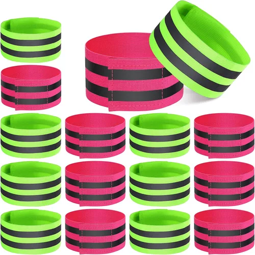 Vista 11 de 16 piezas de bandas reflectantes, bandas reflectoras para muñeca, brazo, tobillo, pierna, cintas de seguridad de equipo reflectante de alta