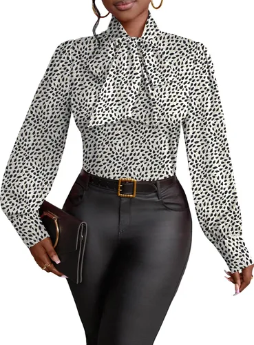 Vista 14 de Vrtige Camisa de mujer elegante con cuello de lazo, manga larga, blusa para la oficina