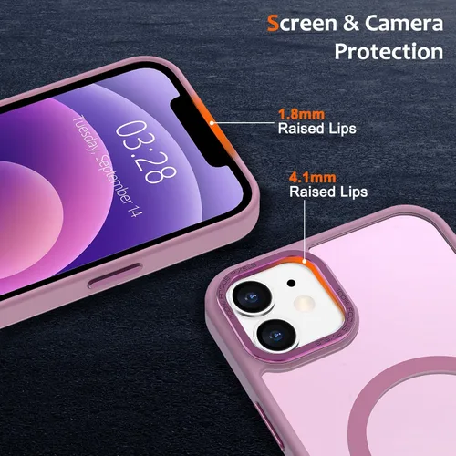 Vista 1213 de Anuck - Funda magnética para iPhone 11 compatible con MagSafe, carcasa trasera mate translúcida dura, borde de TPU, delgada, resistente a impactos