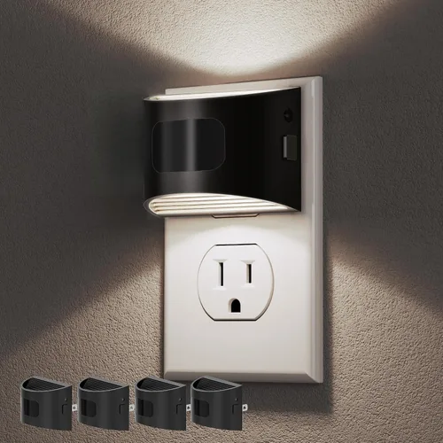 Vista 22 de DORESshop - Luz nocturna con sensor de movimiento, luces nocturnas enchufables a la pared, 3000K Negro