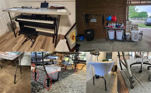 Vista 9 de Paquete de 8 elevadores de mesa plegables para mesas plegables, patas rectas/dobladas, extensiones de patas de mesa plegables duraderas, 2