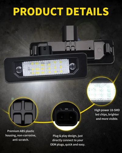Vista 3 de Luces LED para matrícula, color blanco brillante, repuesto de montaje de lámpara compatible con Ford Fusion 2006-2012, Mustang 2010-2014, Taurus