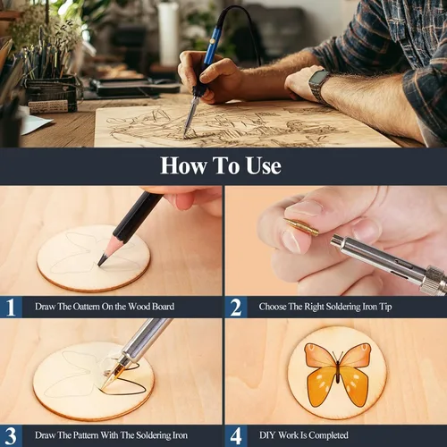 Vista 7 de Kit de quemado de madera para adultos: quemador de madera con temperatura ajustable, herramienta profesional para quemar madera para principiantes