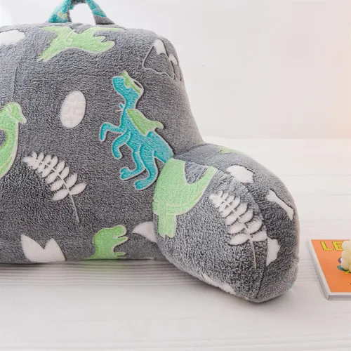 Vista 6 de Meeting Story Almohadas de Lectura Luminosas de Dinosaurio Verde que Brillan en la Oscuridad y Centellean con Brazos, Almohada de Respaldo