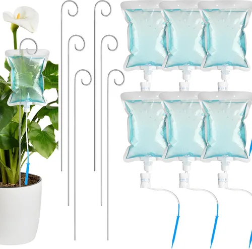 Vista 8 de Norme Juego de 6 piezas de riego por goteo para plantas, bolsa de agua de goteo de 500 ml (16.9 fl oz), regador de plantas con estacas de varilla