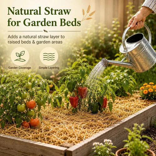 Vista 4 de Paja de trigo natural de 2 libras, ropa de cama de paja para refugios