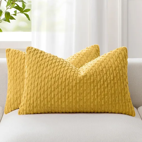 Vista 53 de Kevin Textile - Juego de 2 fundas de almohada de pana suave de 16 x 16 pulgadas, color verde aguamarina Fundas de almohada decorativas de pana