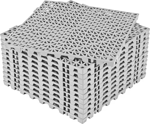 Vista 12 de ToLanbbt Cojín modular entrelazado 8P de 11.8 x 11.8 pulgadas, agujeros de drenaje de goma entrelazados antideslizantes para cubierta, ducha