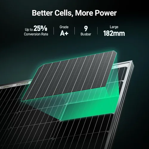 Vista 2 de HQST Panel solar bifacial de 100 W, 12 V, alta eficiencia de hasta un 25 % con tecnología de células PERC, impermeable IP68 para un mejor