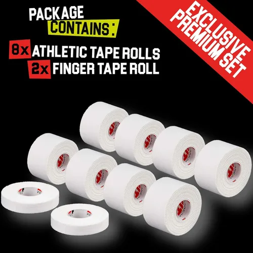 Vista 5 de Cinta atlética extremadamente resistente: 11 rollos + cinta adhesiva de 3 dedos. Fácil de aplicar y sin residuos pegajosos. Cinta deportiva
