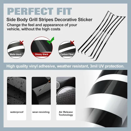 Vista 5 de x xotic tech 6 calcomanías de vinilo con incrustaciones de vinilo para carrocería L&R, compatible con Chevrolet Camaro SS RS LS 2010-2015