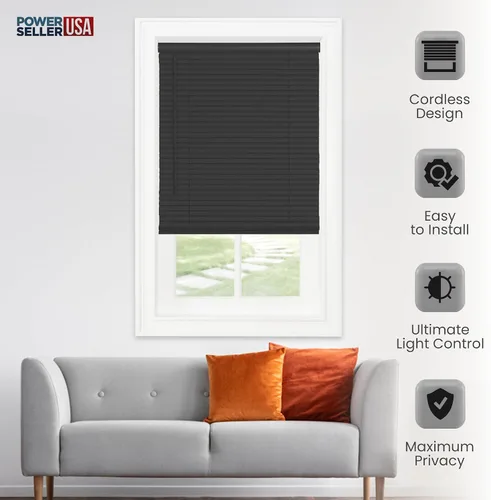 Vista 4 de PowerSellerUSA Persianas sin cordones, privacidad y filtro de luz, listones de 1 pulgada de vinilo, tratamiento de ventana anti-UV, se adapta a