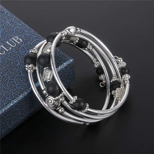 Vista 8 de PEARL&CLUB Juego de collares largos con cuentas negras, regalos de joyería para mujer