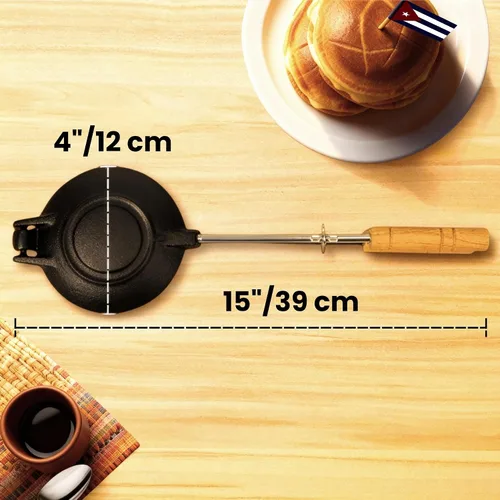 Vista 8 de Disquera de Pan Cubano Redondo (1 Unidad) – Prensa de Sándwich Cubana de Hierro Fundido para Disco Volador Para Sándwich – Fabricador de Sándwich