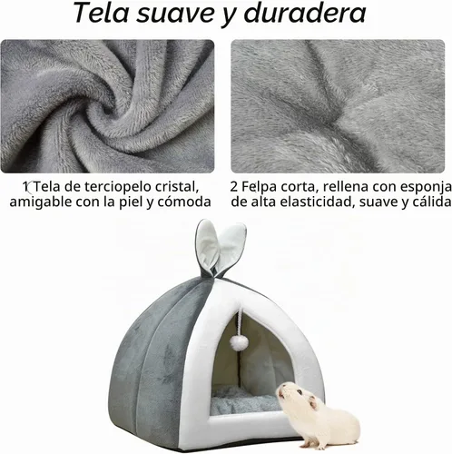 Vista 2 de Fhiny Cueva de cama de conejo, acogedora conejillo de indias, linda cama de conejo, casa grande, nido de invierno, jaula de conejo enano, accesorios