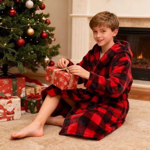 Vista 53 de E.W Apparel Bata de baño de forro polar con capucha para niños, bata suave y mullida para niños pequeños