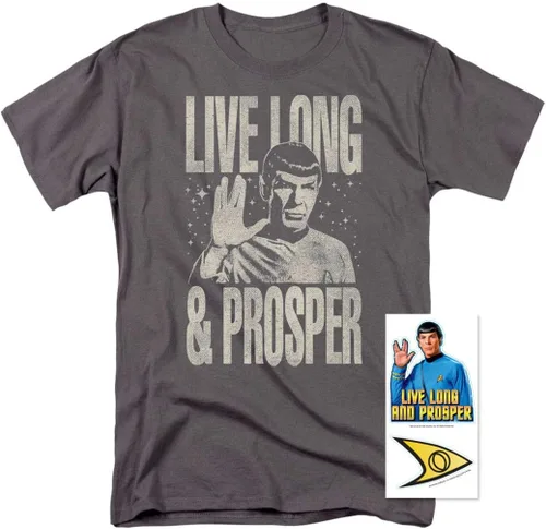 Vista 2 de Popfunk Star Trek Spock Live Long and Prosper T Shirt & Stickers