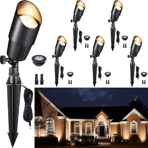 Vista 31 de Gardenreet Focos de Paisaje de Bajo Voltaje - Luz Ascendente LED de Latón para Exteriores 12V, Focos con Cable IP65 Impermeables, Bronce Antiguo