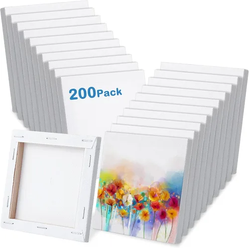 Vista 7 de Maitys 50 mini paneles de lienzo de 2 x 2 pulgadas, pequeños tableros cuadrados de lienzo estirado en blanco para pintar adolescentes, arte, óleo