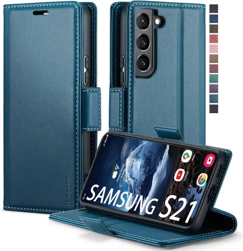 Vista 32 de Funda tipo cartera para Samsung Galaxy S21 5G con bloqueo RFID, color negro