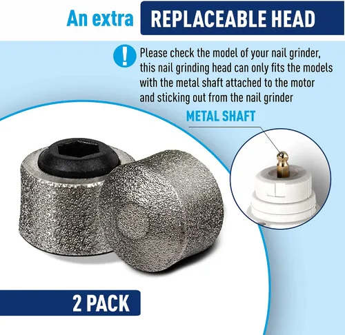 Vista 2 de REXIPETS Cabezal de repuesto para amoladora de uñas para perros, punta de diamante para patas, paquete de 2 brocas profesionales para amoladora
