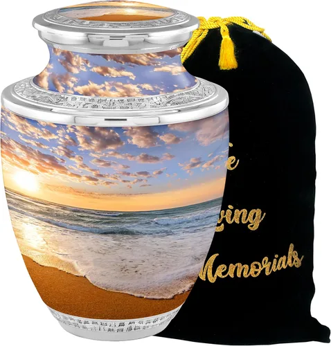Vista 12 de Urnas de Cremación Personalizadas con Medallón Estético de Playa para Cenizas de Adultos Hombre Mujer - Urnas de Entierro de 200 libras para Cenizas