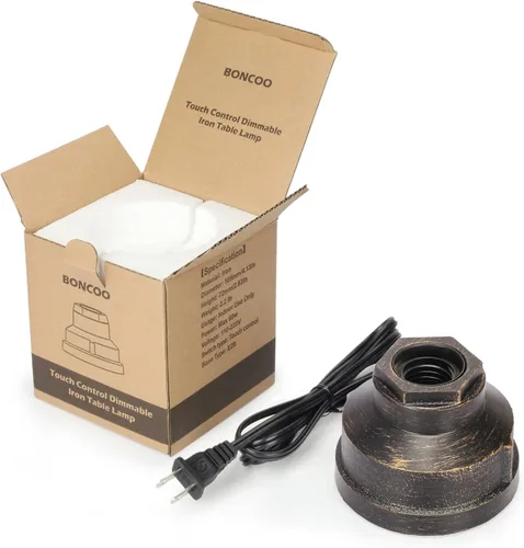 Vista 7 de Base de lámpara de mesa pequeña con control táctil, luz táctil industrial, base de bombilla Edison vintage, regulable para mesita de noche, luz