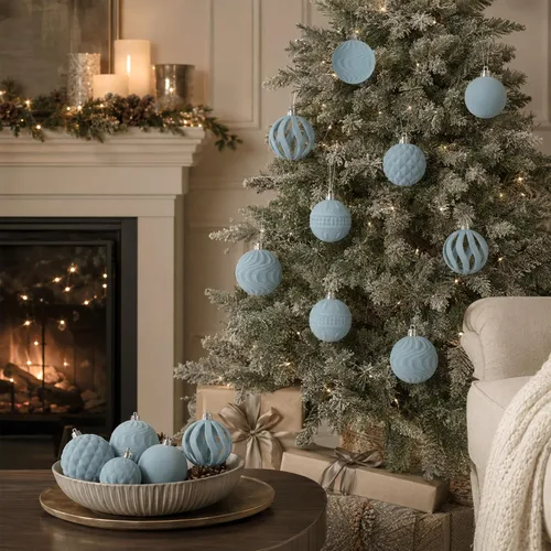 Vista 7 de 36 adornos de terciopelo para árbol de Navidad, juego de adornos de Navidad Azul polvo