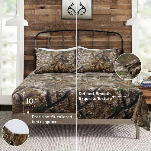 Vista 3 de VISI-ONE RealTree APX Twin Camo Juego de sábanas de microfibra de 3 piezas – Ropa de cama unisex para niños, niños pequeños y adolescentes, perfecta