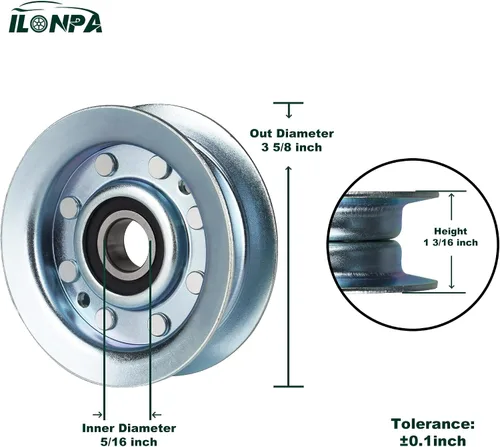 Vista 2 de ILONPA Polea tensora plana GY22172 GY20067 para John Deere D140 D102 D110 D125 D130 L120 L118 L100 L105 L110 L130 L108 14542GS L2048 L1742