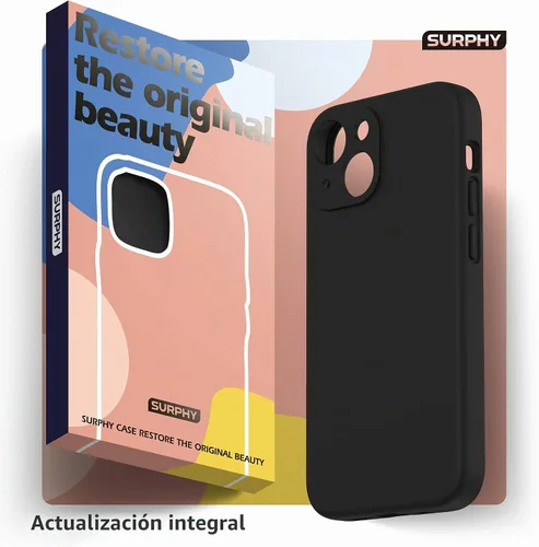 Vista 8 de SURPHY Funda compatible con iPhone 13 Mini con protector de pantalla, (protección de cámara y forro de microfibra suave), funda de silicona líquida