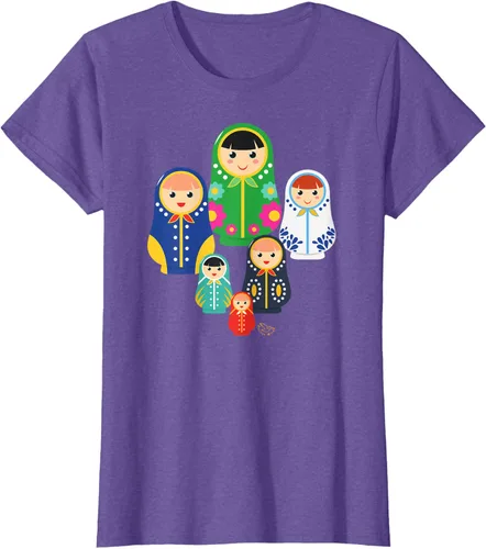 Vista 20 de Matryoshka Russian Nesting Dolls, Rusia - Camiseta de regalo, Azul / Patchwork, S
