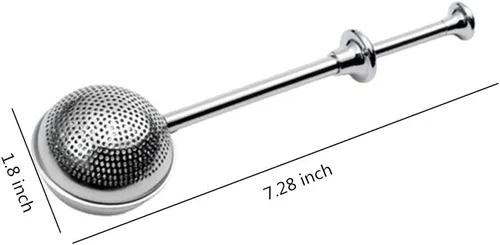 Vista 2 de Colador de té de acero inoxidable de mango largo para tetera, bola de filtro de infusor de té reutilizable para especias y condimentos de té