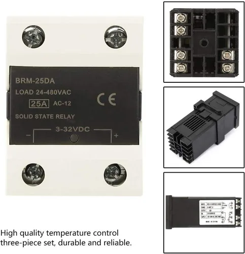 Vista 4 de AC 110-240V Digital PID Controlador de Temperatura Kits con Relé de Estado Sólido 25A + 3.3 ft M6 K Tipo Termopar