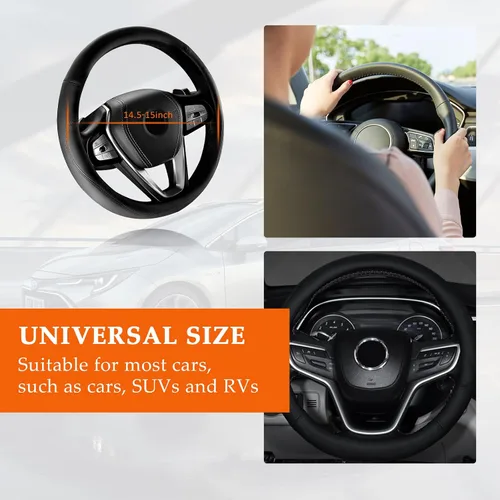 Vista 2 de Ziciner Funda de Volante, Funda de Volante de Cuero Suave Premium Duradero Elástico, Protector de Volante Auto de Lino Elástico Transpirable