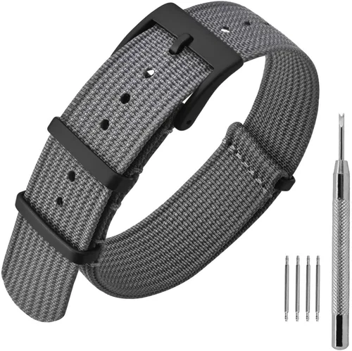 Vista 15 de ANNEFIT - Correa de reloj de nailon de 16mm 18mm 20mm 22mm, correas de reloj militares impermeables de una pieza con hebilla resistente