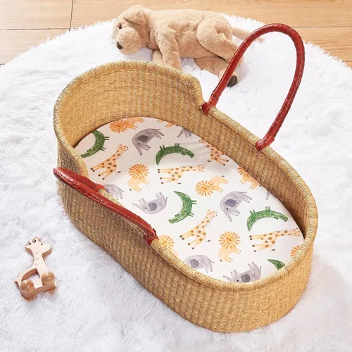 Vista 5 de Sábanas de moisés de bebé para niñas y niños, paquete de 2 sábanas de bebé para colchón de moisés cuadrado rectangular ovalado, 33 x 16 pulgadas