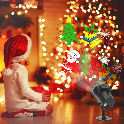 Vista 8 de Proyector de luces navideñas de Navidad, impermeable, IP65, control remoto de movimiento para interiores y exteriores, proyector LED de 10 W, 16