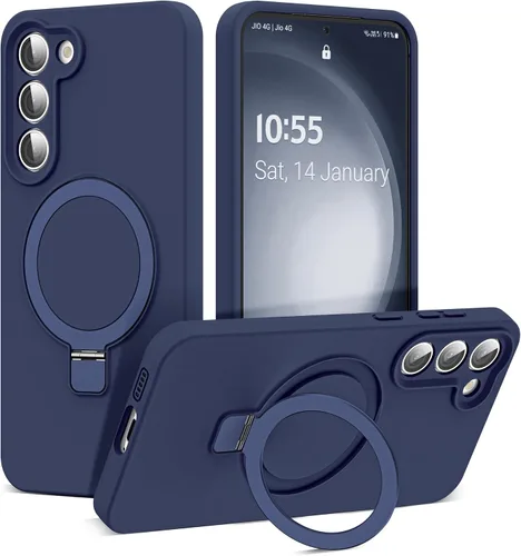 Vista 22 de SKYLMW - Funda para Samsung Galaxy S23 con soporte, 6.1 pulgadas, color negro Soporte de anillo magnético, compatible con Mag-Safe, funda