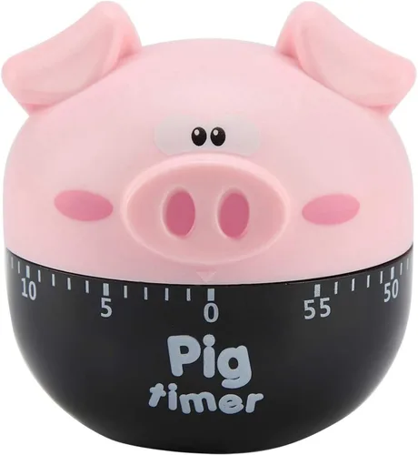 Vista 10 de Lindo cerdo de dibujos animados temporizador de cocina temporizadores mecánicos contadores para cocinar herramienta de sincronización reloj Caqui