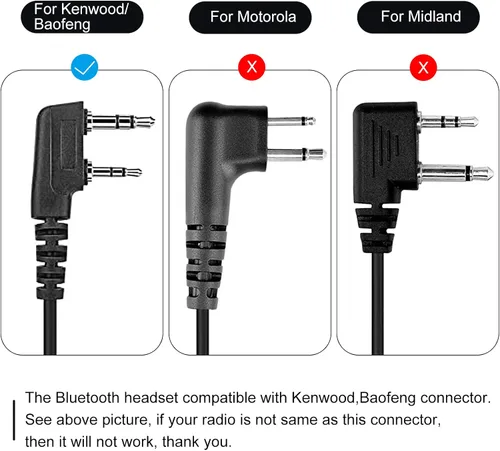 Vista 2 de Walkie Talkie - Auriculares Bluetooth con micrófono de cancelación de ruido, auricular inalámbrico de 2 pines con PTT de dedo compatible con radios