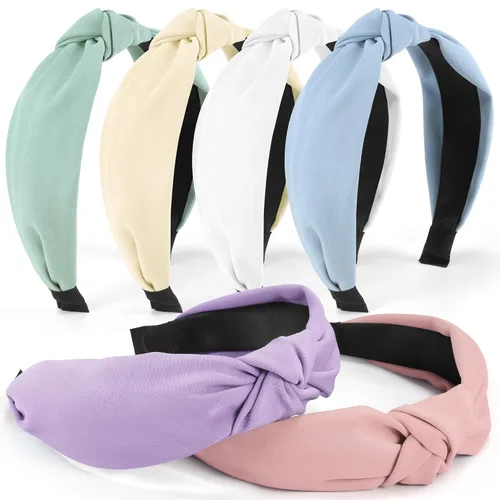 Vista 16 de DiyJibb Diademas para Mujeres y Niñas - 6 Piezas Diademas Elegantes con Nudo Superior - Diadema Anudada para Mujeres - Bandas para la Cabeza Anchas