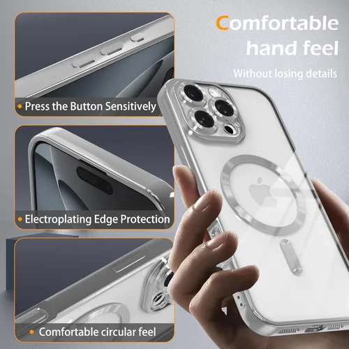 Vista 6 de IAIYOXI Funda magnética transparente para iPhone 7 con protección completa de lente de cámara, compatible con MagSafe, funda de teléfono de TPU