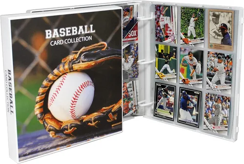 Vista 5 de UniKeep Carpeta de colección de tarjetas coleccionables con temática de béisbol con páginas de tarjetas intercambiables. La carpeta/estuche está