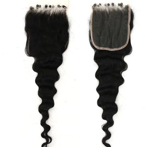 Vista 30 de Afro Kinky Curly 5x5 HD Cierre de encaje prearrancado con borde rizado de bebé 4B 4C, cierre de encaje HD de cabello humano transparente
