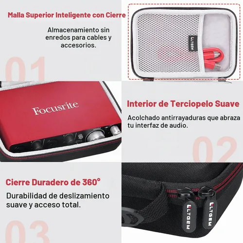 Vista 4 de LTGEM - Funda para interfaz de audio USB Focusrite Scarlett 2i2/Solo de 4ª