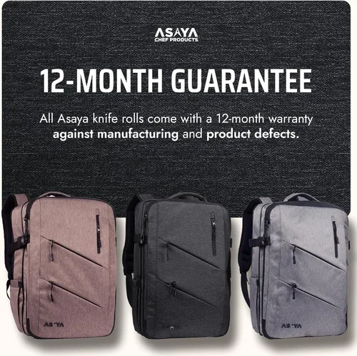 Vista 7 de Asaya - Mochila para cuchillos de chef con bolsa enrollable para 20 cuchillos de bolsillo - Más de 30 bolsillos para cuchillos - Los cuchillos