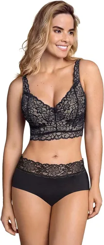 Vista 4 de Calzones descarados con cintura de encaje ultraligera Negro