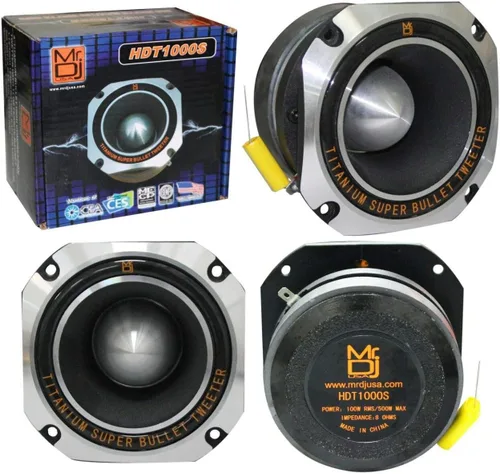 Vista 2 de Mr. Dj HDT1000S - Tweeter de alta compresión de bala de titanio de 4 pulgadas con imán de ferrita de 11 onzas (cromo)